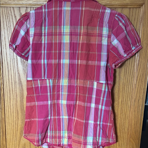 next Pink and Yellow Plaid Short Sleeve Button-Up Shirt - Picture 2 of 3